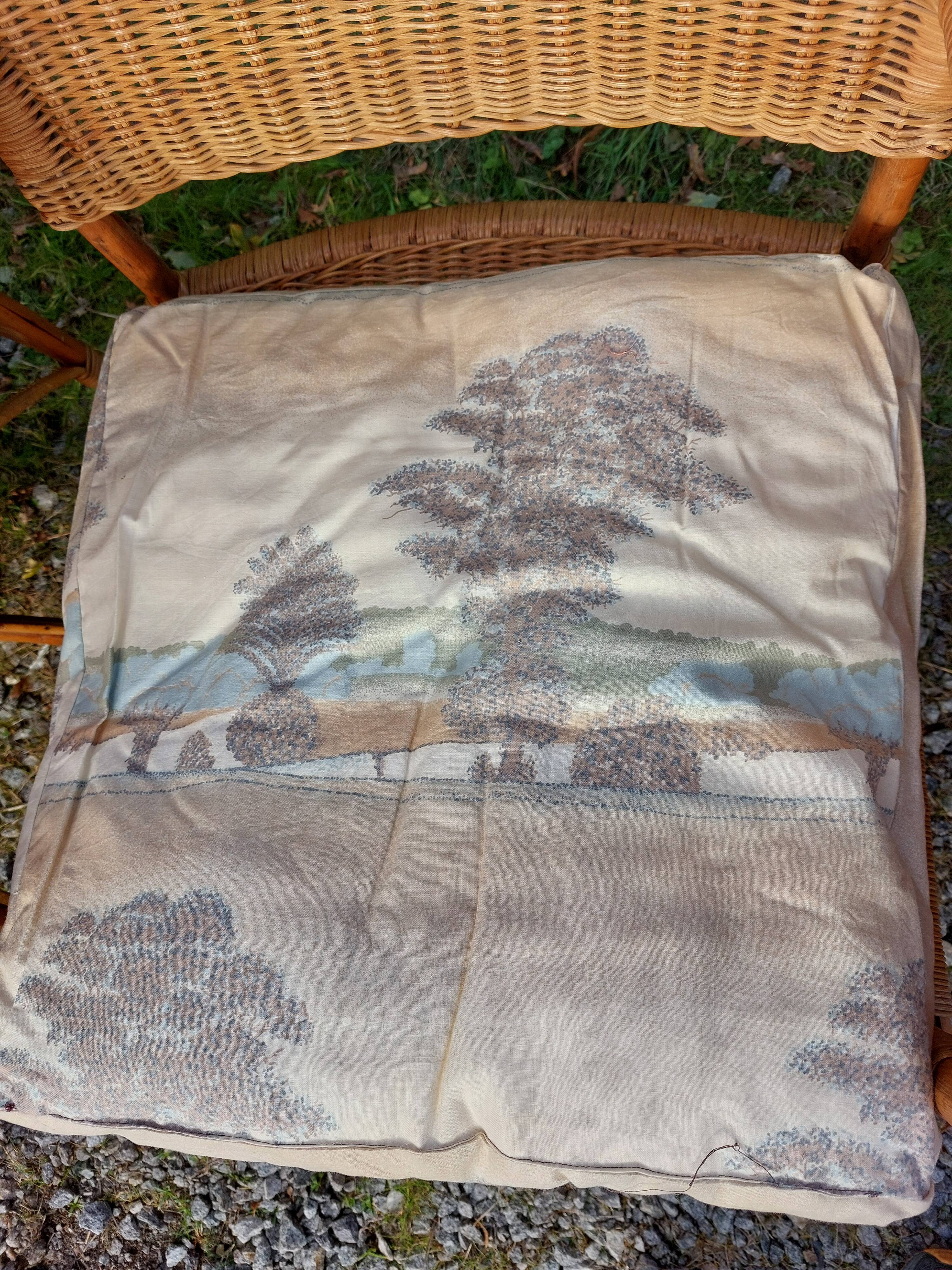4 armchairs and a coffee table made of rattan and bamboo wood, vintage.