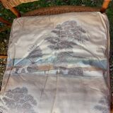 4 armchairs and a coffee table made of rattan and bamboo wood, vintage.