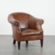 Cognac-coloured vintage cow leather club armchair in English style