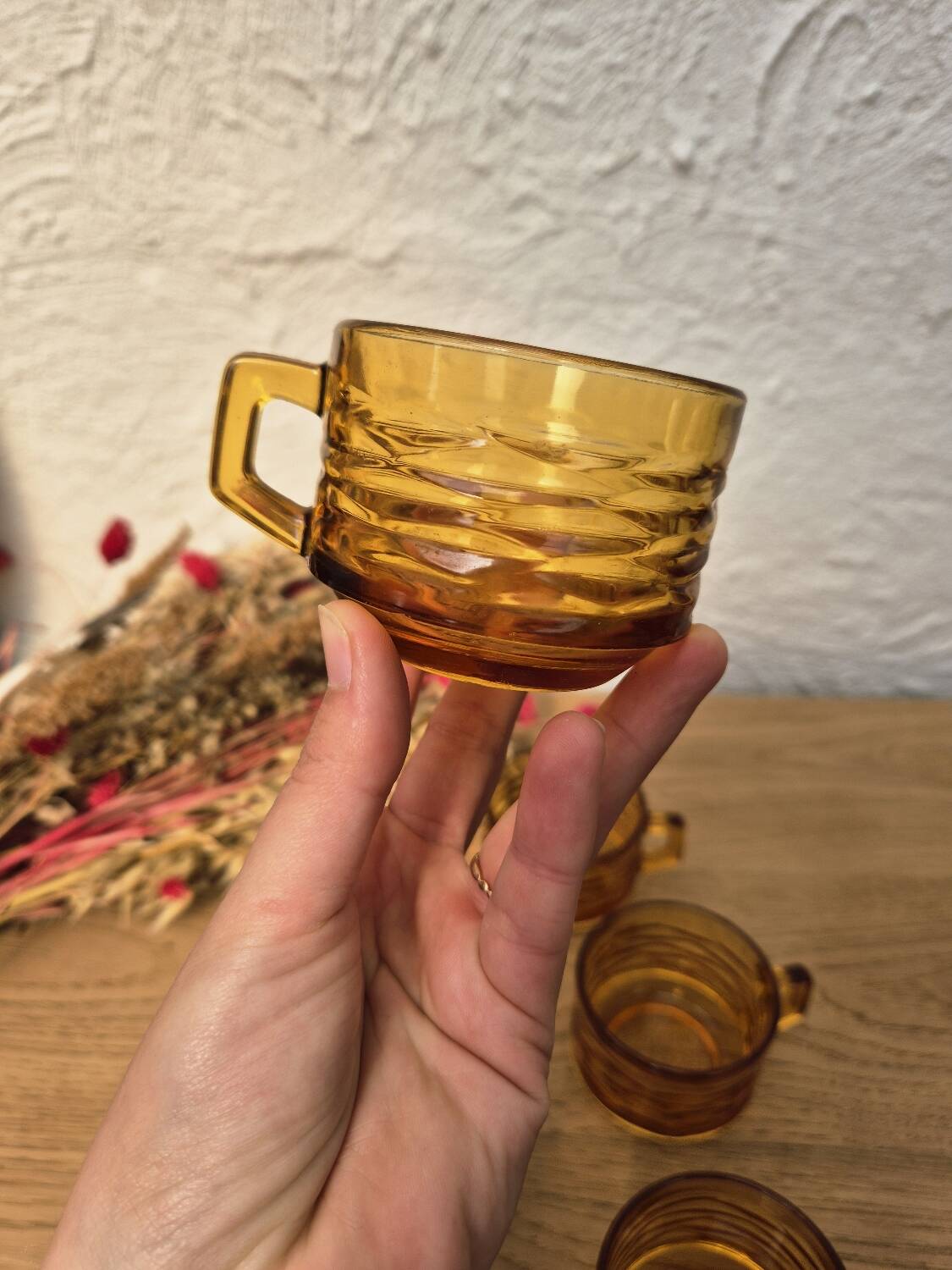 Amber glass cups
