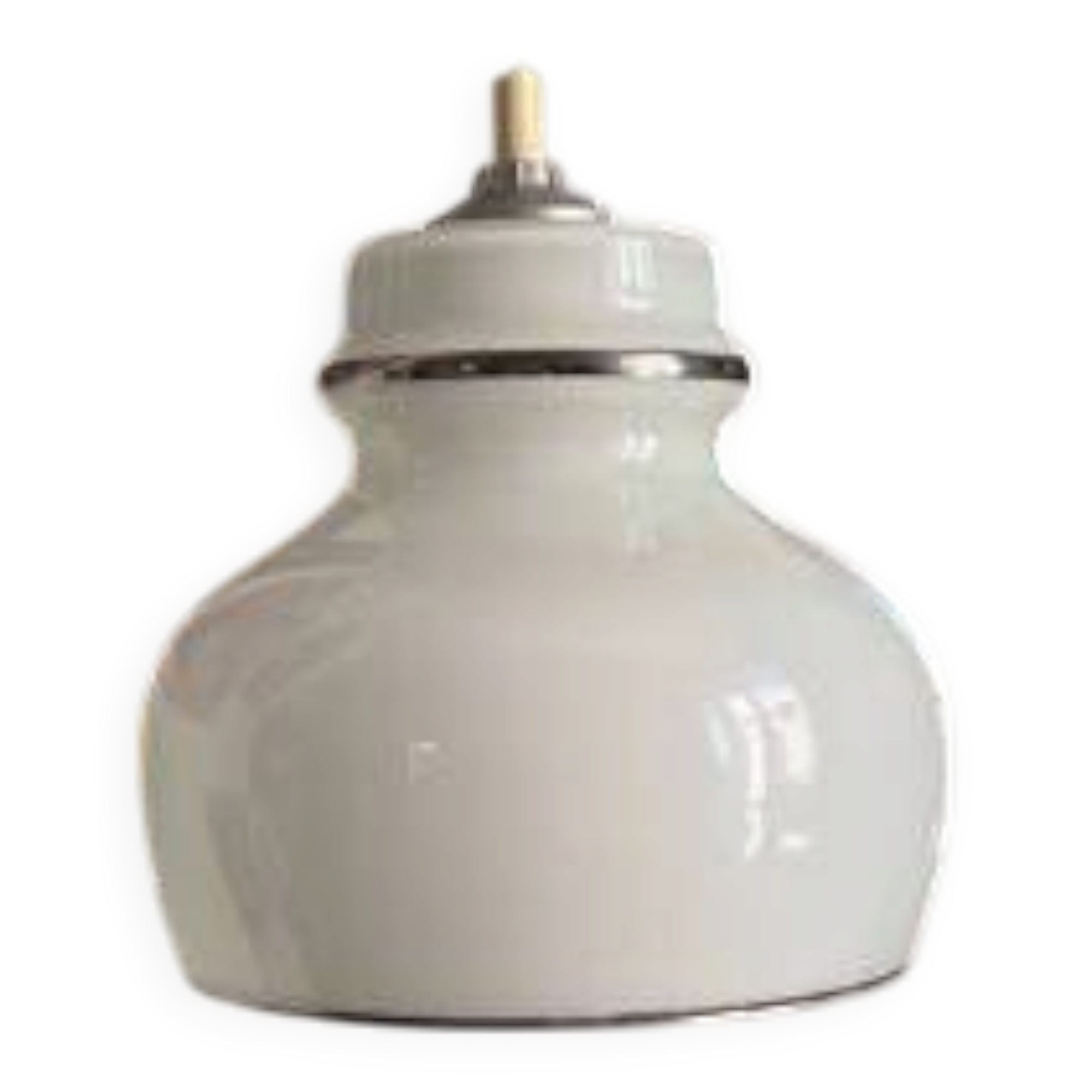 Suspension en opaline blanche et argenté années 70-80