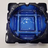 Vintage blue glass ashtray from the 80s
