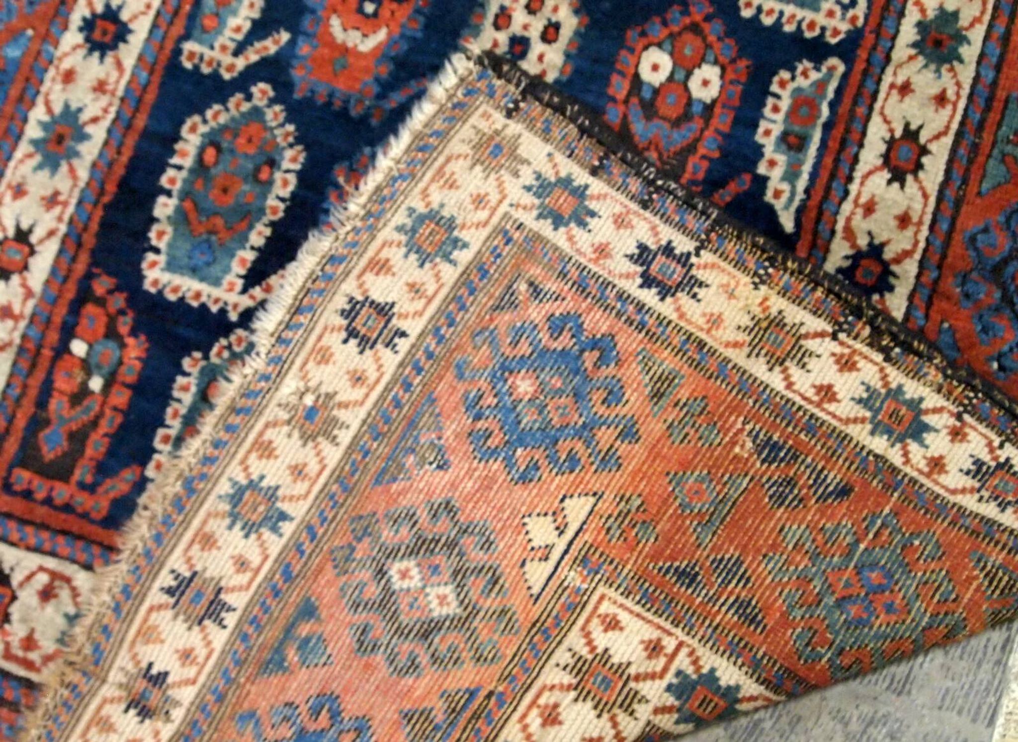 Handmade antique Caucasian Kazak rug 4.1' x 6.3' (125cm x 192cm) 1870s - 1B665