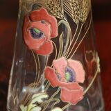 Liquor decanter - poppy flowers décor - art nouveau - legras