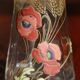 Liquor decanter - poppy flowers décor - art nouveau - legras