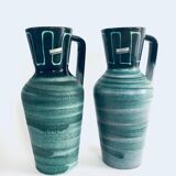 Mid-Century Modern Studio Pottery Vase Set by Scheurich, West Germany, 1960s, Set of 2