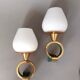 Pair of sconces in gilded brass and Art Deco lacquered