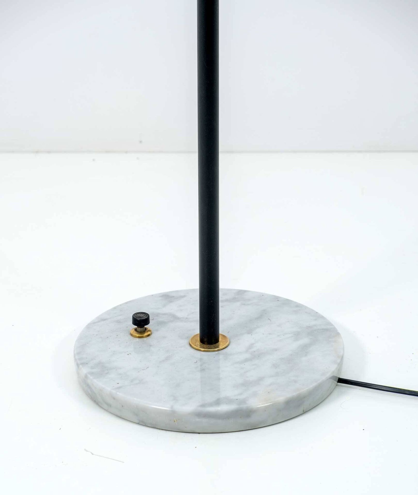 Stilnovo Mid-Century Modern Italian Brass and Opaline Glass Floor Lamp, 50
