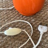 Vintage lamp - orange ceramic - 1970 - handmade shade.