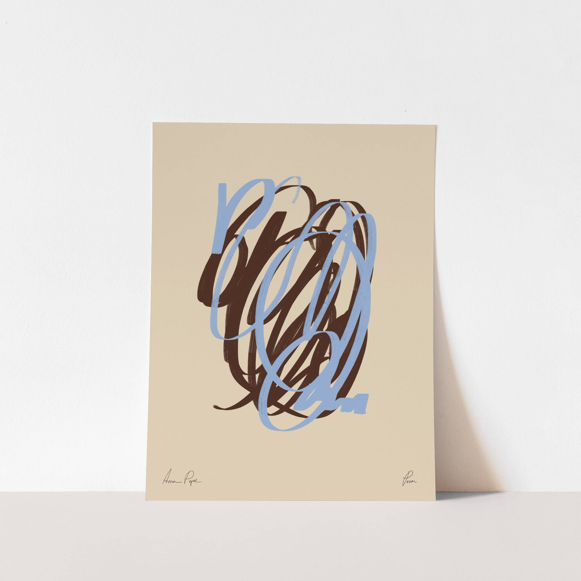Abstract brown and blue lines giclee print