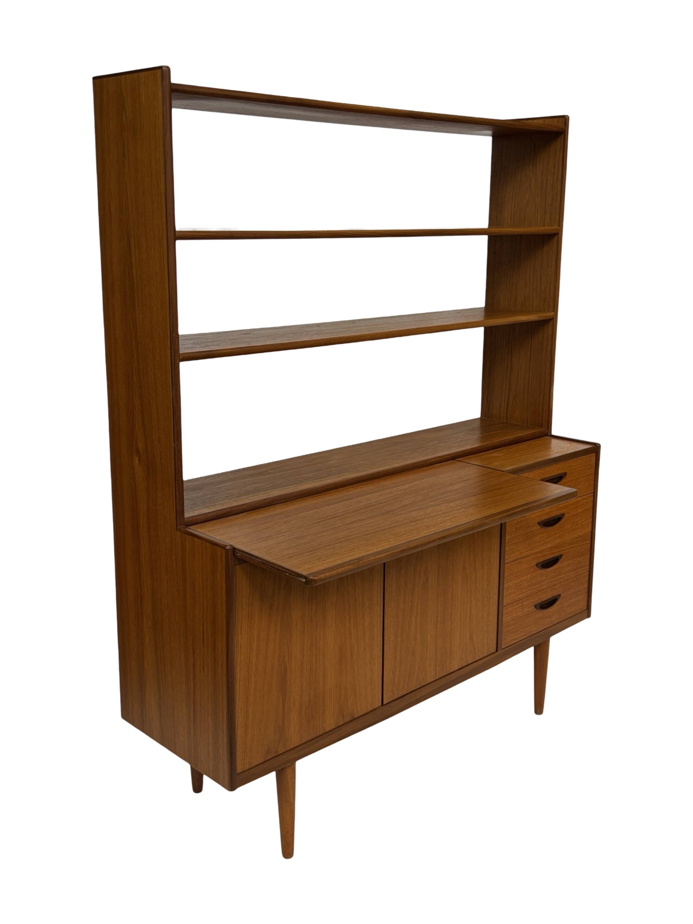 Vintage teak wall cabinet bookcase workplace Danish Design 60's