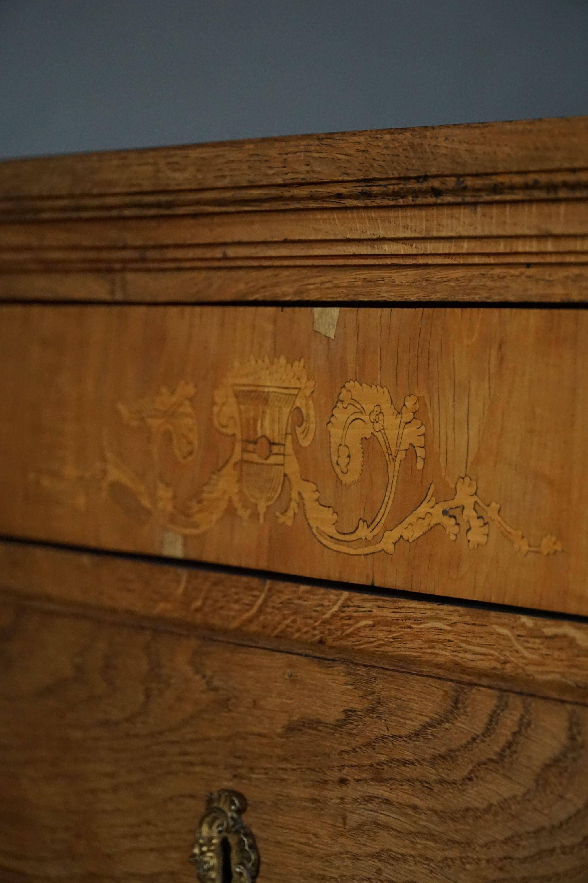 Antique Danish oak commode, made at the end of the 18th century, Louis XVI.
