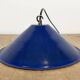 Lampe suspendue industrielle en émail bleu britannique, années 1950