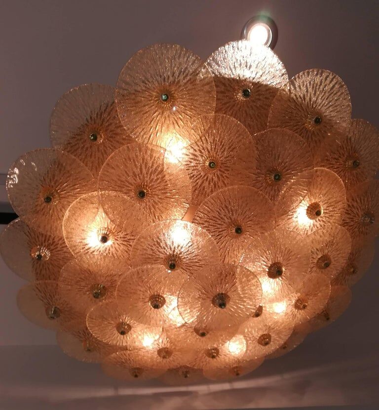 Large Murano gold glass disc ceiling light