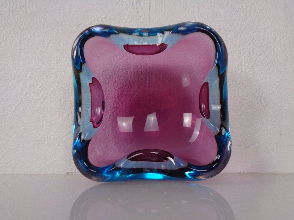 Sommerso Murano Glass Ashtray, Italy, 1960s