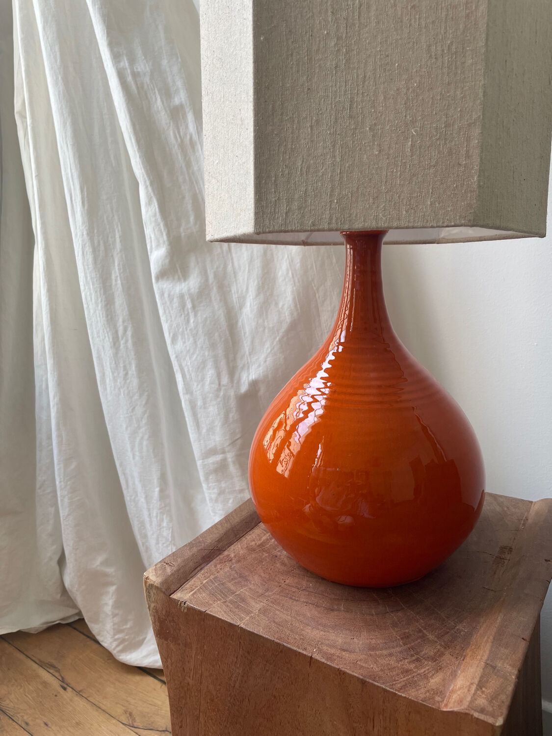 Orange ceramic lamp