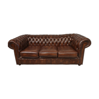Sofa chesterfield leather brown English style