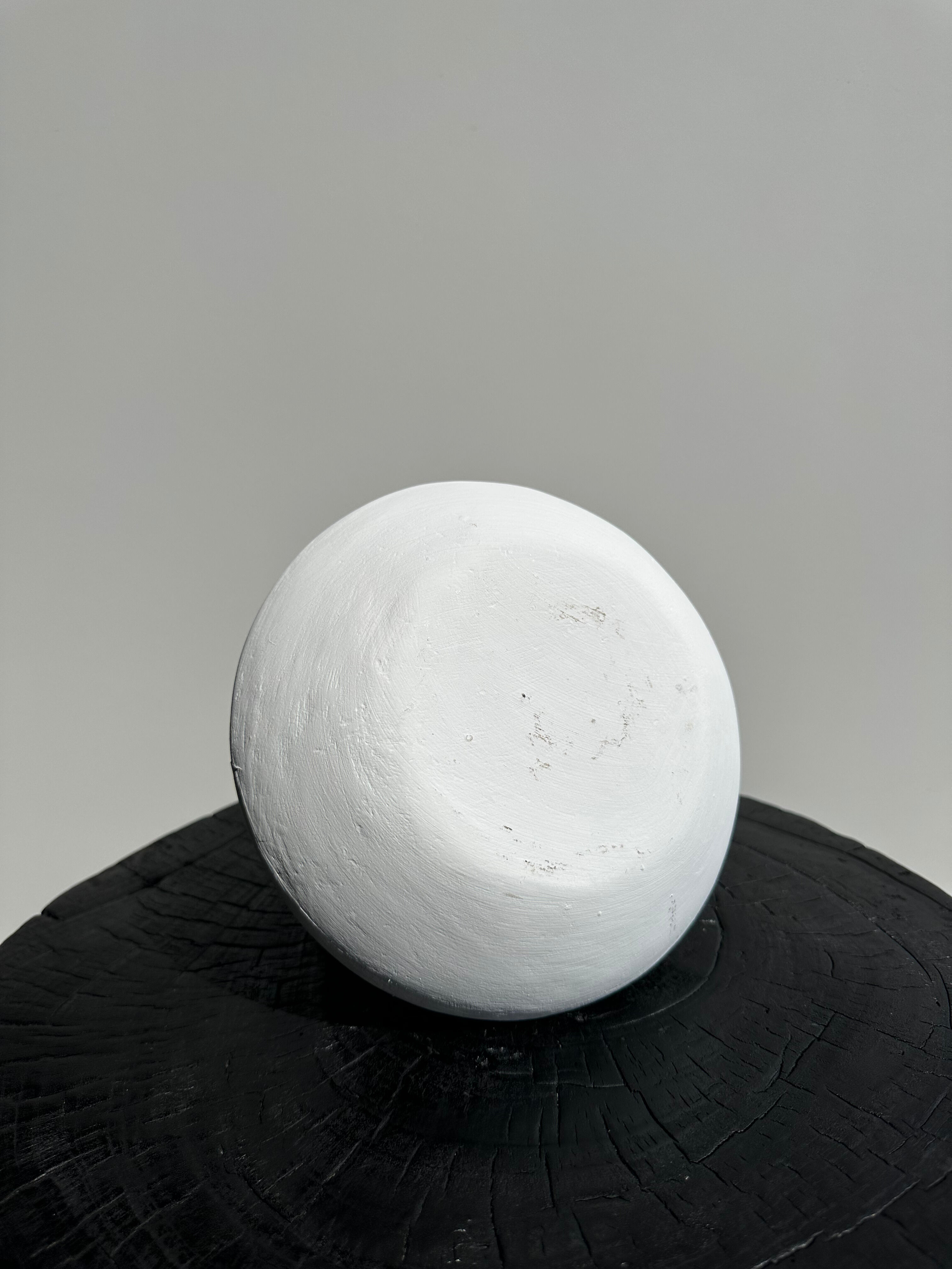 Handmade terracotta vase painted white with double handles H:16 D:20