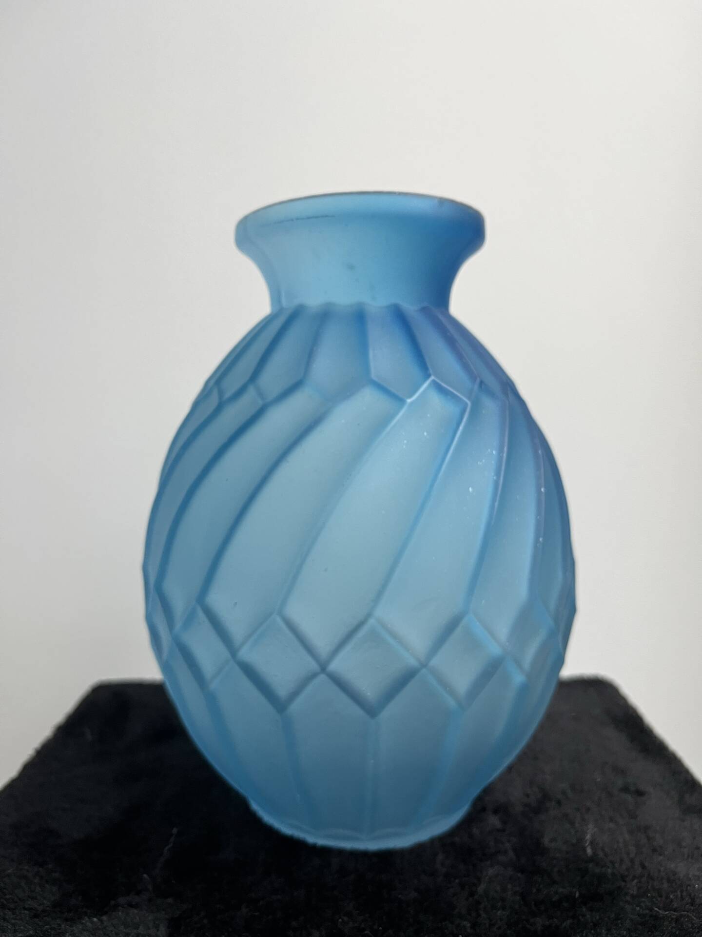 Art Deco vase in frosted blue glass