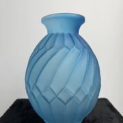 Art Deco vase in frosted blue glass