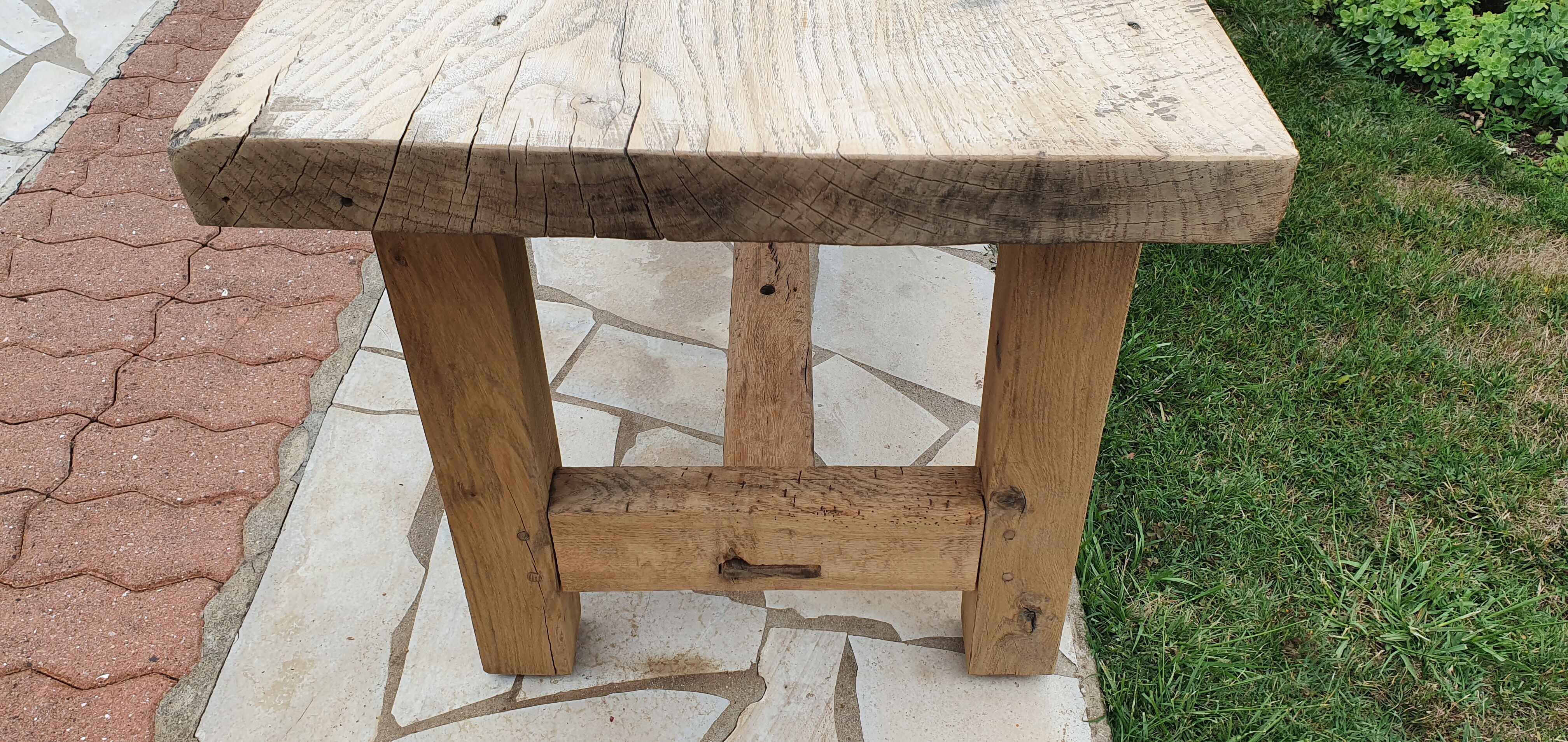 Loom table in solid oak 240 x 58 cm. 1920.