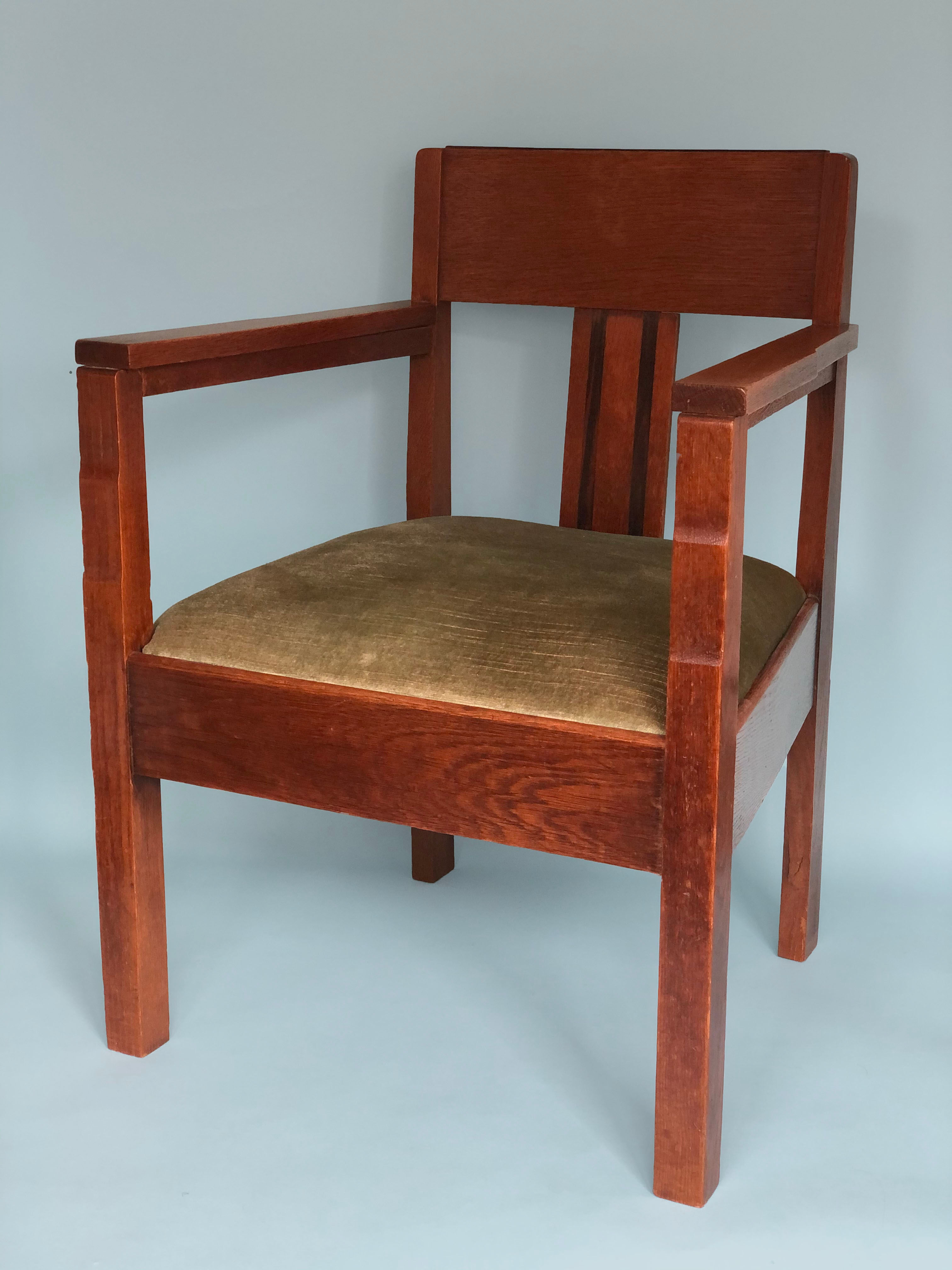 Oak Art Deco Amsterdam School Armchair 1920s