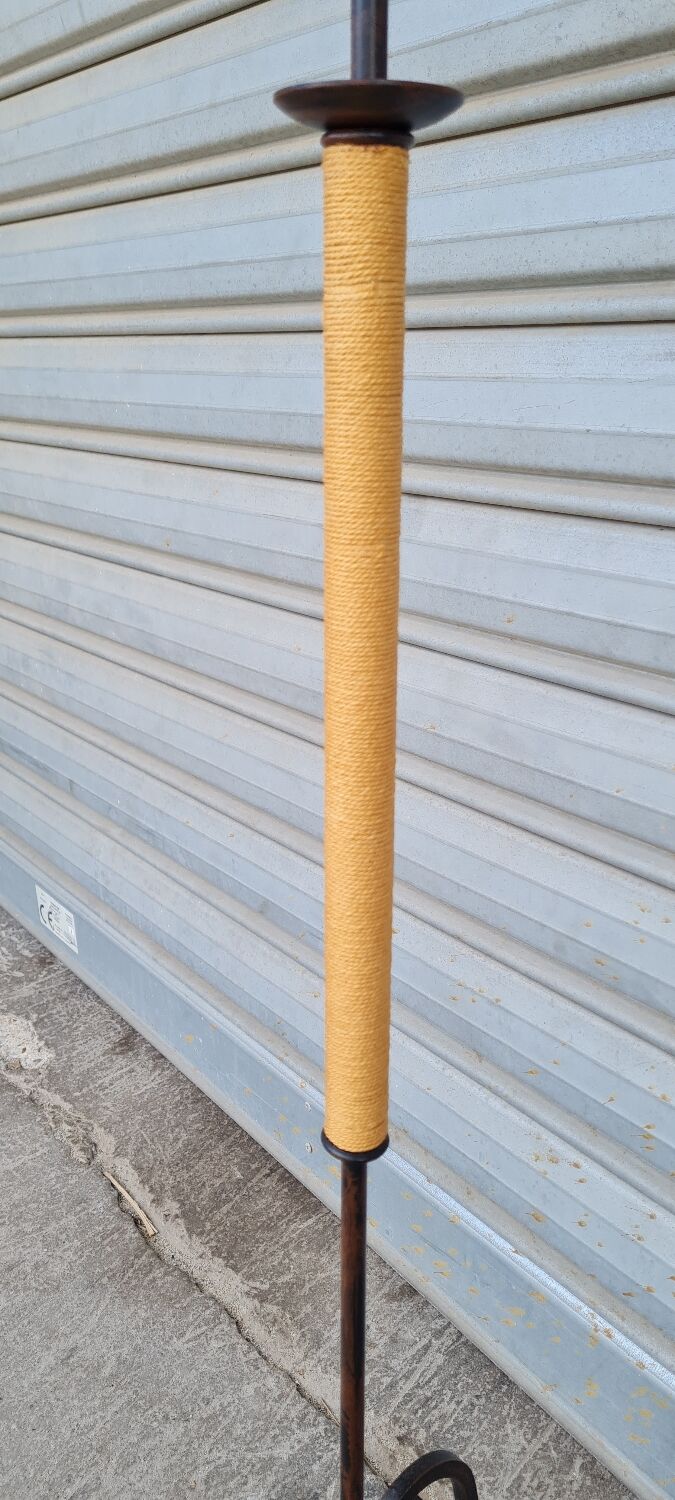 Wrought iron floor lamp and rope
