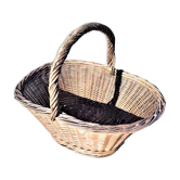Old and very large flared wicker basket braided vintage for racing market etc ...  from 52 x 45 x 39 cm