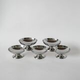 set of 5 designer stainless steel bowls 1970 9 x 5 cm