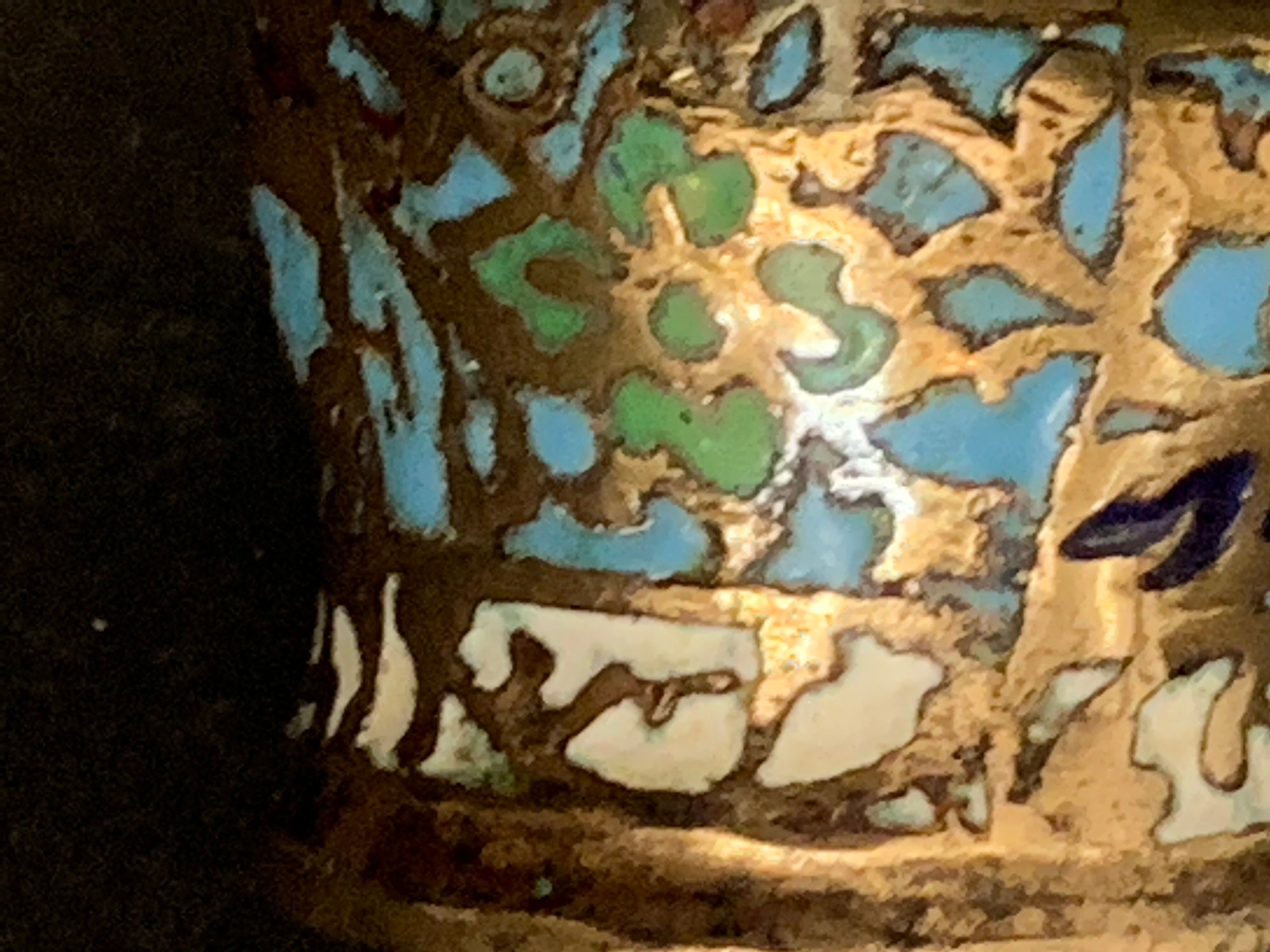 Bronze candlestick and napoleon III partitioned enamels