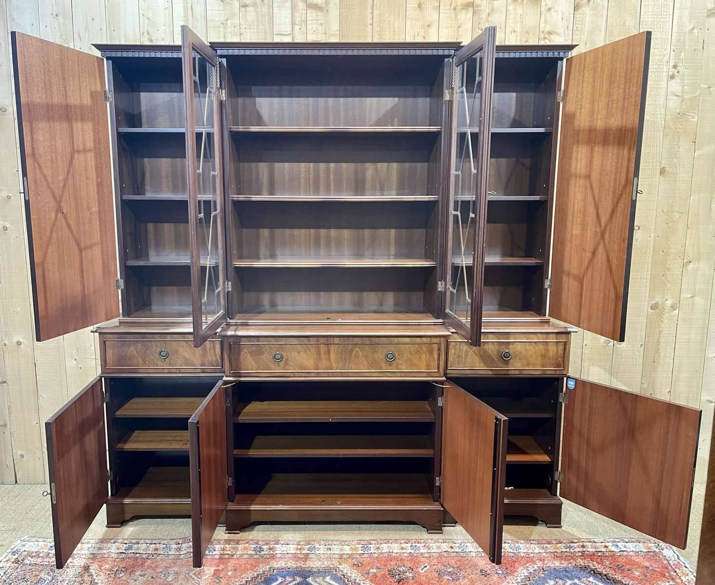 English mahogany secretary bookcase from the 1970s