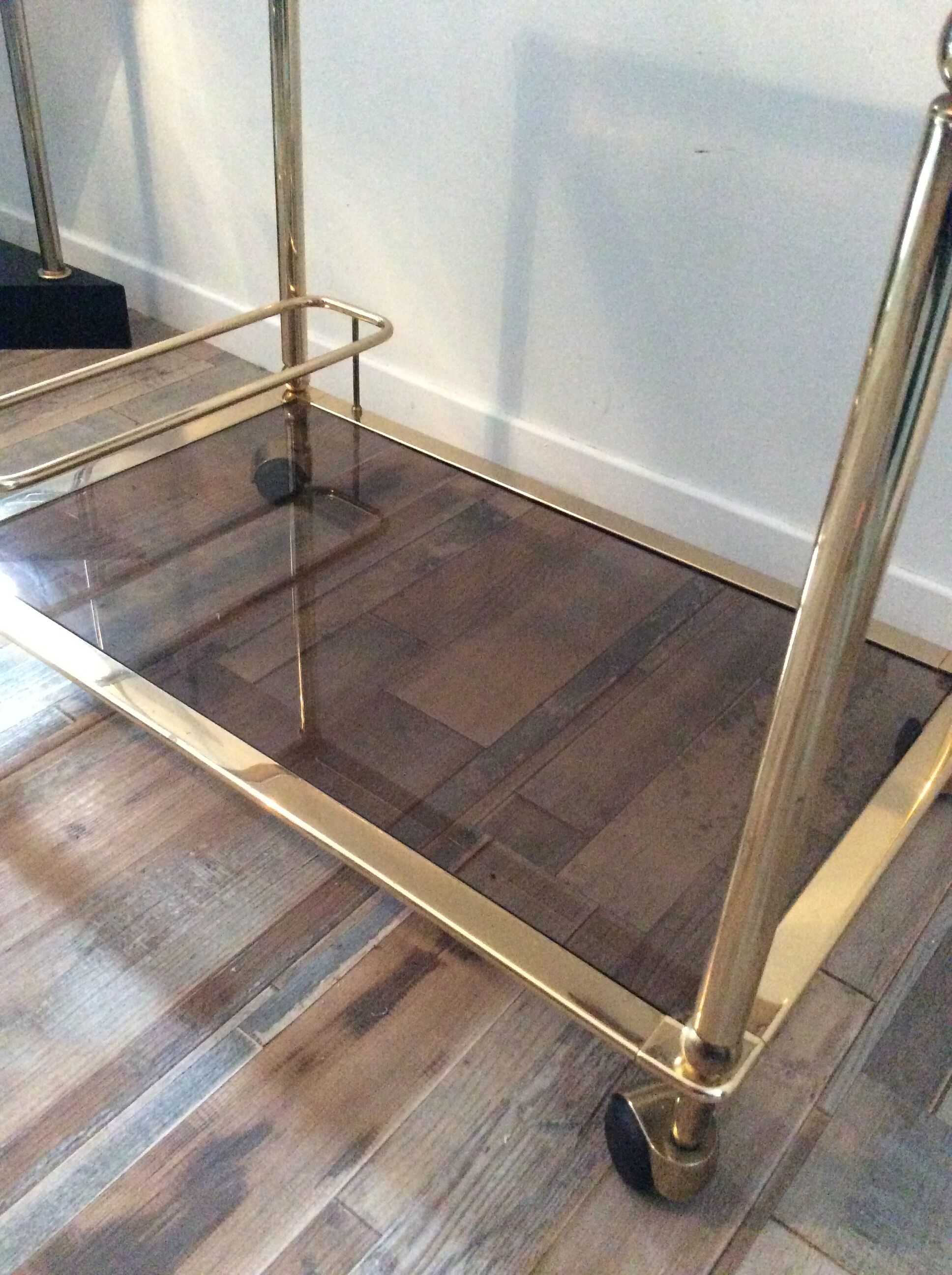 Dessert bar on brass wheels and gold metal