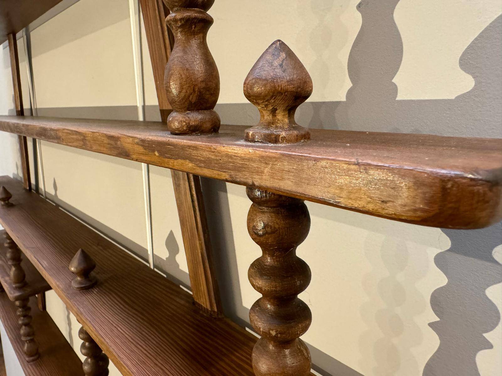 Turned wood bar wall shelf