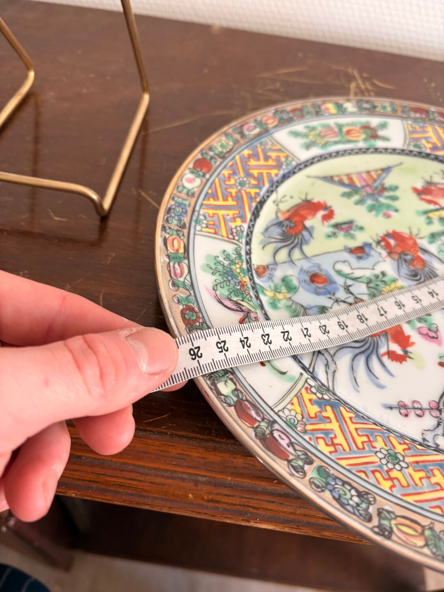 Old Plate Porcelain Canton Decor Cos Rose Family