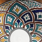 Grand plat à couscous ancien en grès ceramisé et émaux