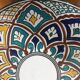 Large old couscous dish in ceramic stoneware and enamels