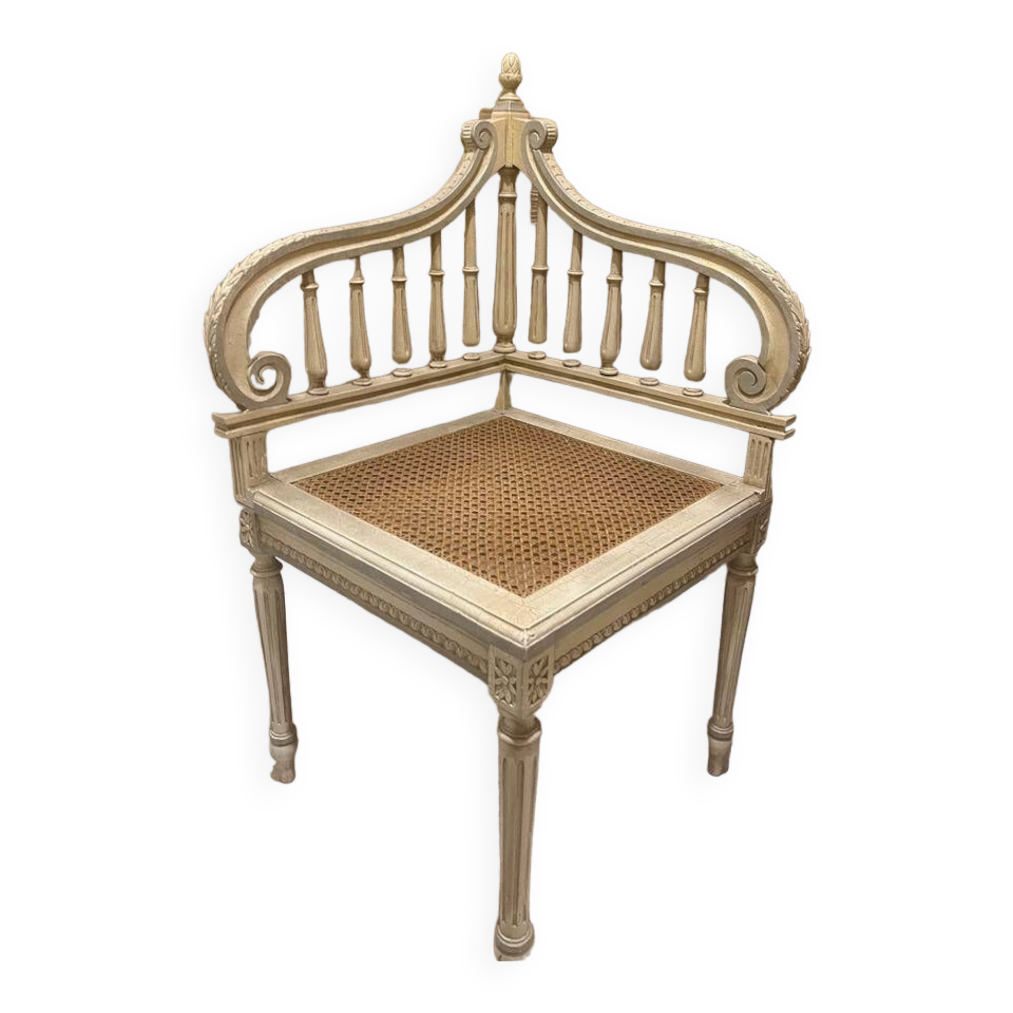 Louis XVI style wooden corner armchair