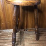 Charles dudouyt style tripod milking stool vintage wood #a582