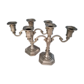 Paire de chandeliers métal argenté