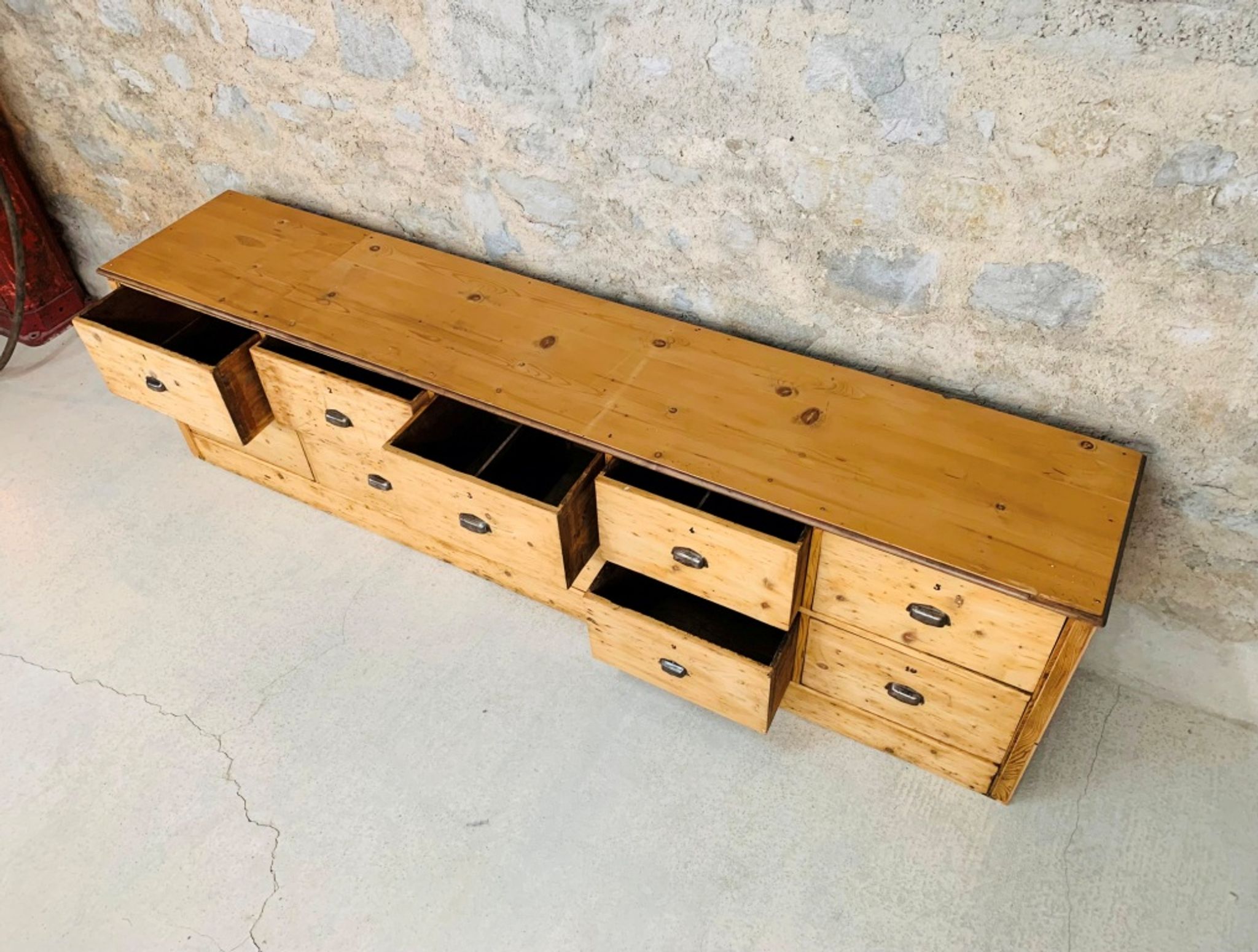 Large Antique Craft Furniture 300 cm Grocery Buffet Vintage 1920