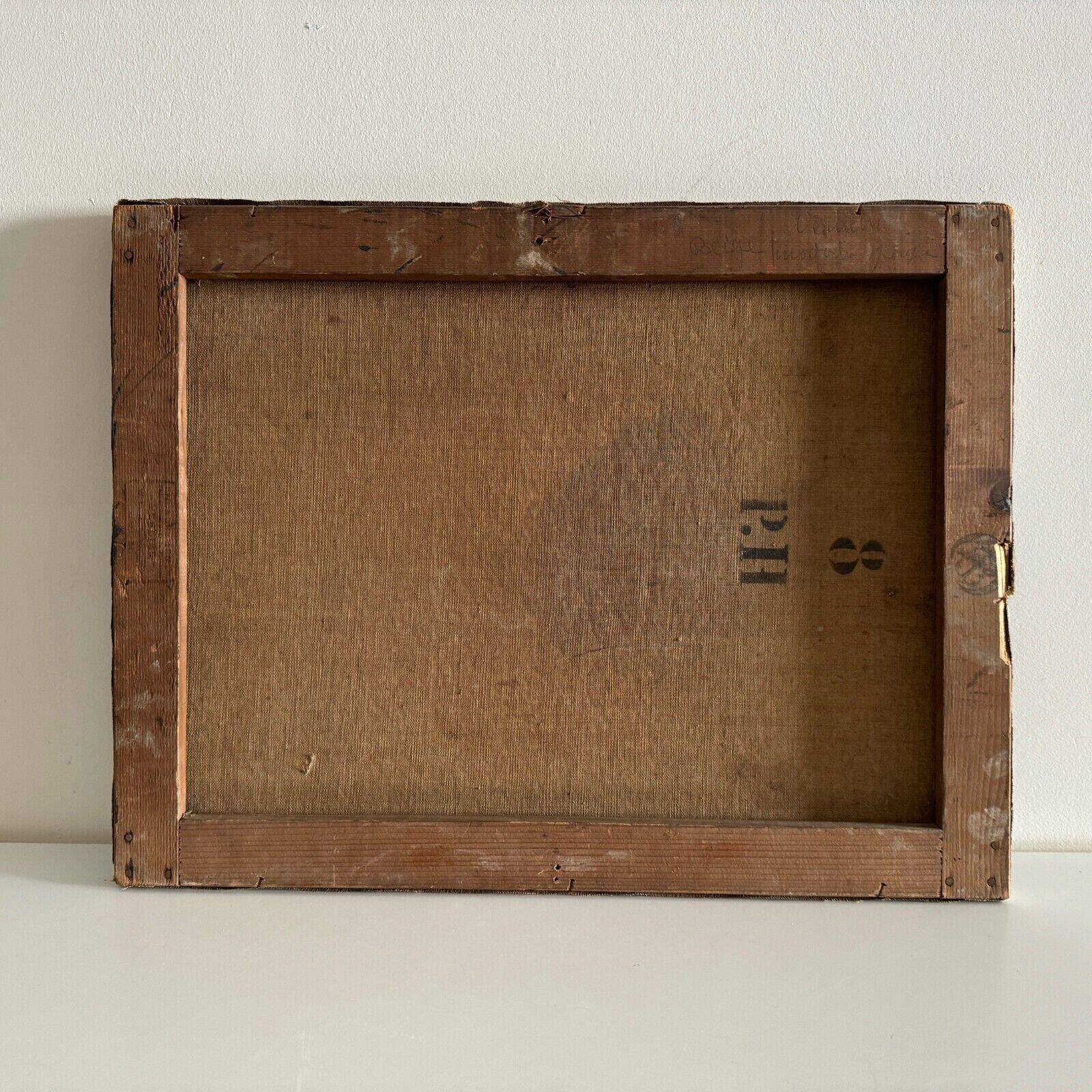 Oil on canvas depicting a river with a bridge, early 20th century