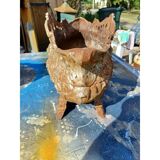 Pair of cast iron planters from 1900 from Charleville-Mézières, rocaille style