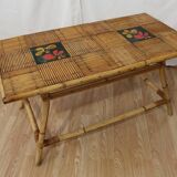 Audoux Minnet attribution rattan coffee table