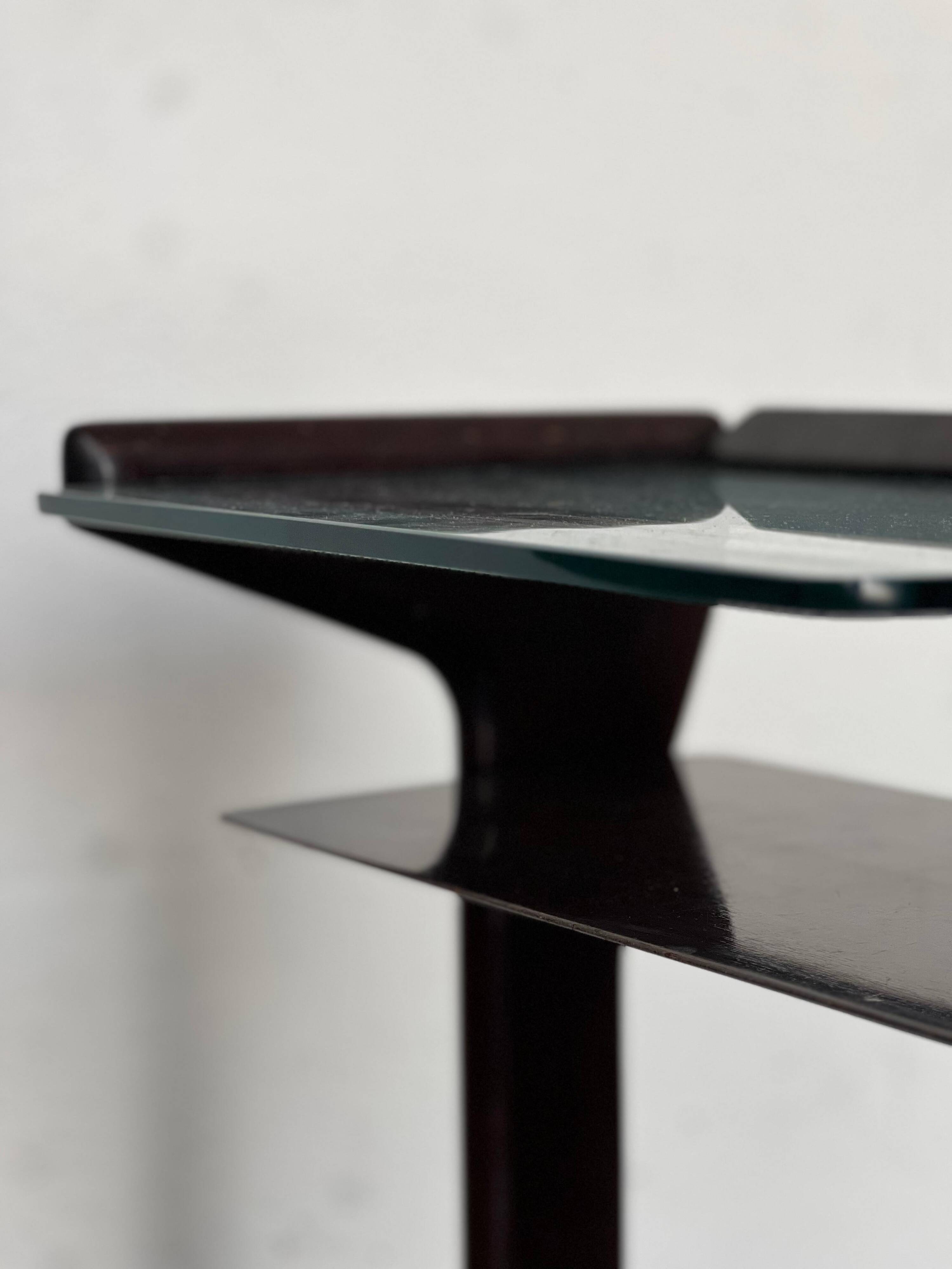 Petite console/table d'appoint en bois et verre des années 1950 Ico Parisi