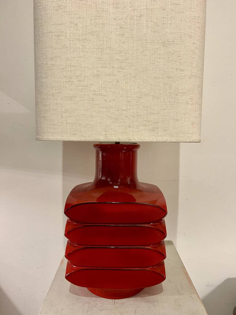 Table Lamp By Cari Zalloni, Red Ceramic, Germany, 1970s