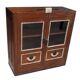 Art deco brown glass sideboard 2 drawers original piece old teak wood