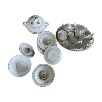 Service 40 pieces porcelain Fragonard de Digain