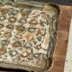 Large wooden tray hand-painted with blue and gold floral ornaments L48x38