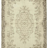 Tapis beige oriental unique fait à la main 208 cm x 310 cm