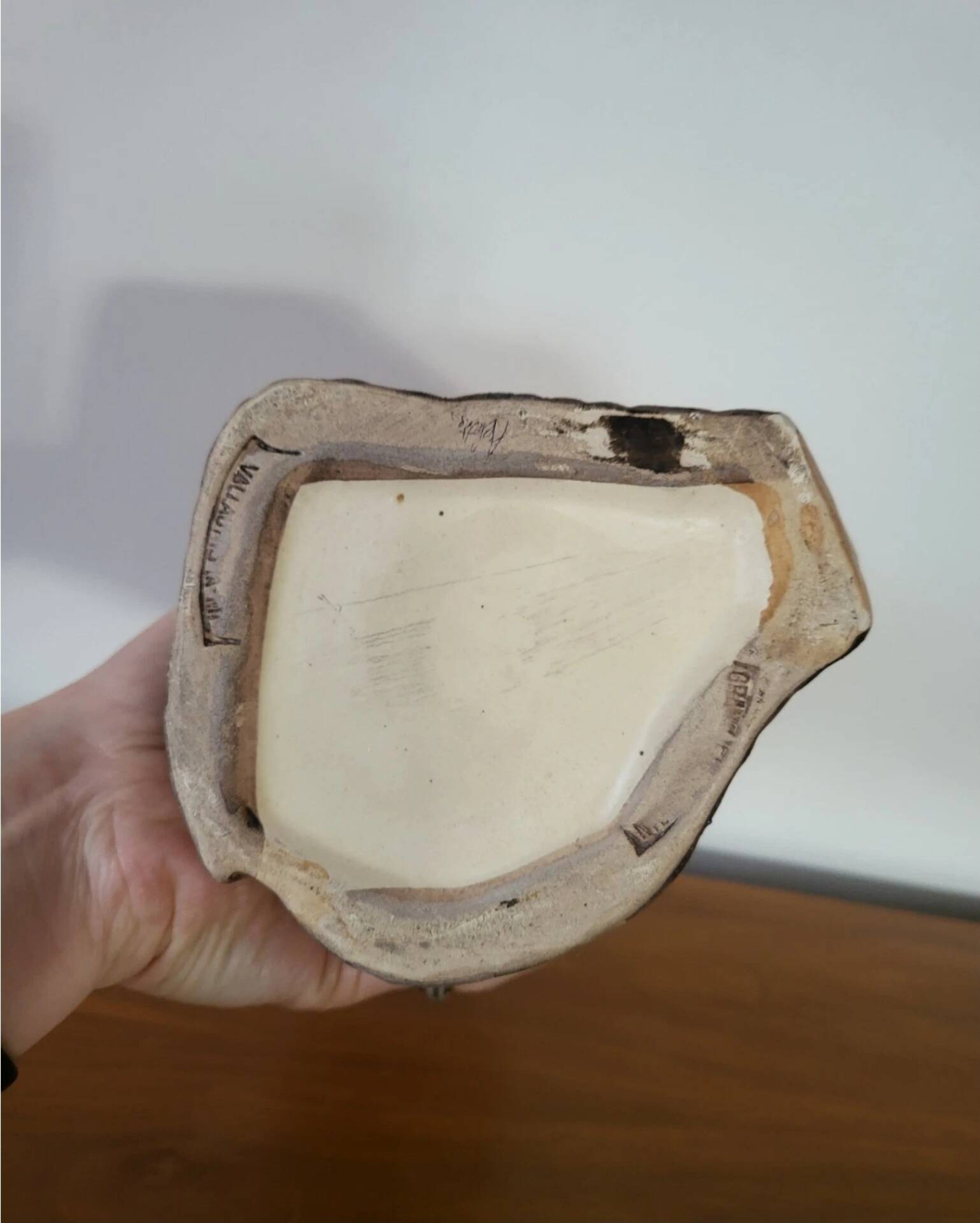 Vintage Vallauris Ceramic Vase Grandjean Jourdan Faux Wood